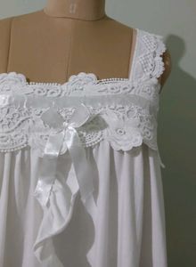 White Lace Trim Nightgown