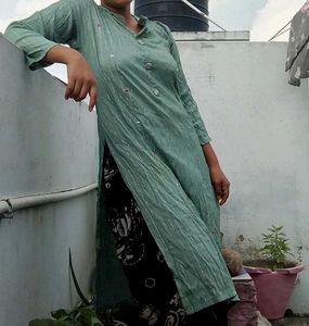 Green Striped Kurta