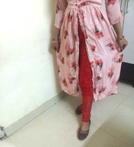 Stylish Pink Floral Kurta Set