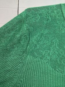 Green Knit Top with underneath lace sleeves