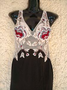 Floral Net Embroidered Dress