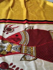 Elegant Yellow Saree with Red &amp; Black Border