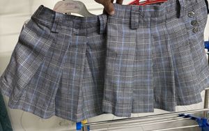 2 Plaid Pleated Mini Skirt