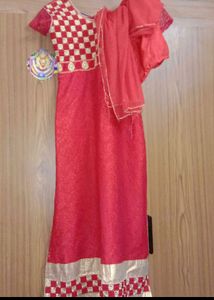 Red Anarkali Slit Kurta Set