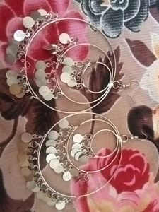 Boho Hoop Earrings with Dangling Coins