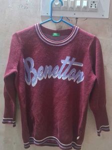 Benetton Burgundy Sparkly Sweater