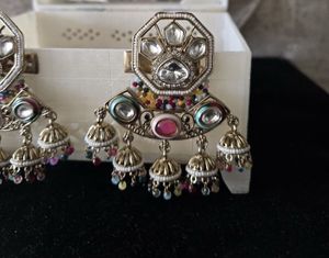 Indian Jhumka Earrings with Kundan