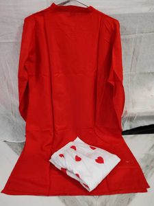 Heart Printed Palazzo with Red Kurti