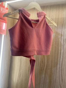 Dusty Rose Halter Neck Crop Top