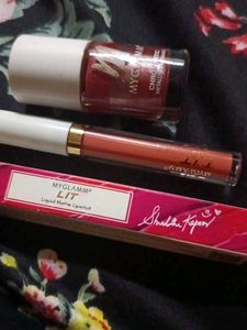 myglamm liquid lipstick and nail polish