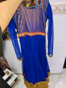 Vibrant Blue Embroidered anarkali
