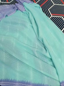 Beautiful Teal Saree with Bandhani Print