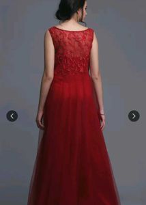 Maroon Embellished Boat Neck Maxi Dress