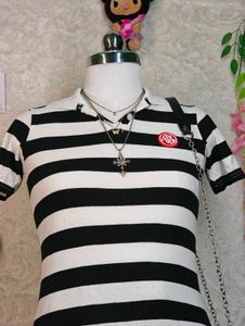 Y2K Striped Polo Dress