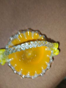 Vintage Amber Glass Basket