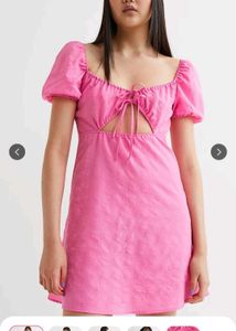H&M Pink women puffy sleeves dress