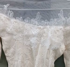 Elegant Lace Trim Sheer Long Sleeve Top