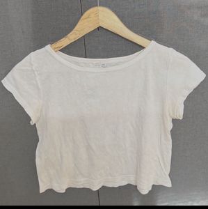 Cream Cropped T-Shirt
