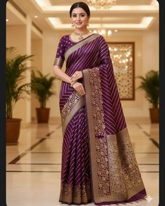 Elegant Purple Striped Saree