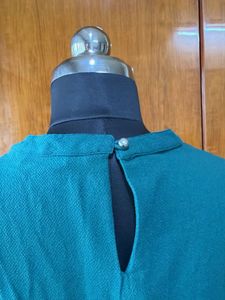 Elegant Teal Embellished Neck Top
