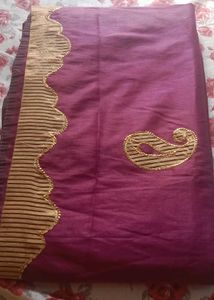 Elegant Purple Saree with Embroidery