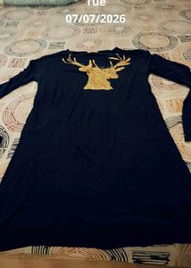 3 type of Navy Tunic with Gold Deer Print