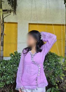 Embroidered Cotton Kurta with mirror work