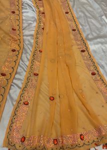 Orange Embellished Saree