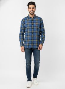 Blue & Yellow Plaid Men's Shirt