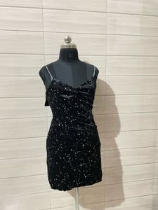 imported Sparkling Starry Night Velvet Mini Dress
