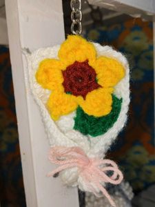 Crocheted Sunflower Keychain