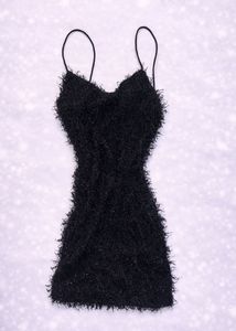 Little Black Fuzzy Mini Dress