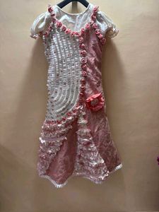 Exquisite Pink & White Embellished Gown
