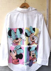 Cute Minnie Mouse Cartoon Print White Shirt