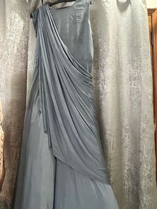 Elegant grey Indo western Gown with Floral Embelli