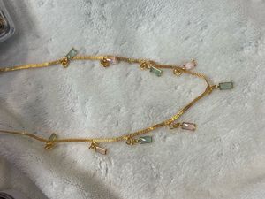 Gold Anklet with Gemstone Drops