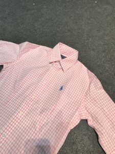 Ralph Lauren Women's Slim Fit Pink Plaid Shirt