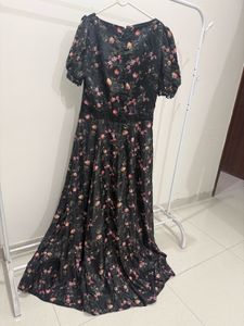 Black floral Floor length Gown
