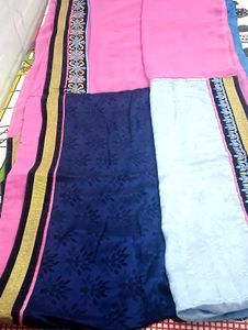Stunning Blue Ombre Saree with three color
