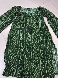 Green Bandhani Print Kurta