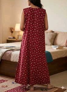 Maroon Floral Print Nightgown