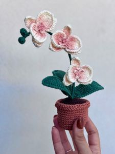 orchid crochet flowers pot