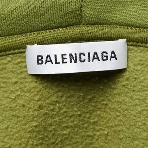 Balenciaga Green Logo Printed Cotton Hoodie