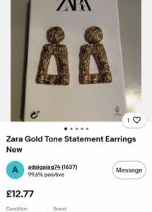 Zara Gold Textured Drop Earrings