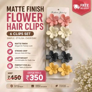 Matte Finish Flower Hair Clips Set