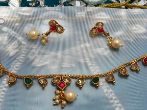 Elegant Pearl &amp; Gemstone Necklace Set