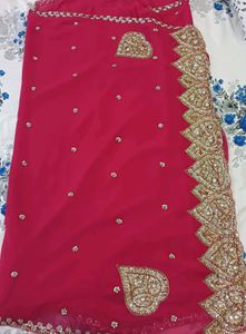 Stunning Pink Embroidered Saree with Blouse