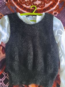 Fuzzy Black Sleeveless sweater