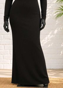 Elegant Black Long Sleeve Maxi Dress