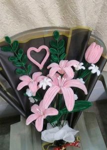Handmade Pink Lily Flower Bouquet